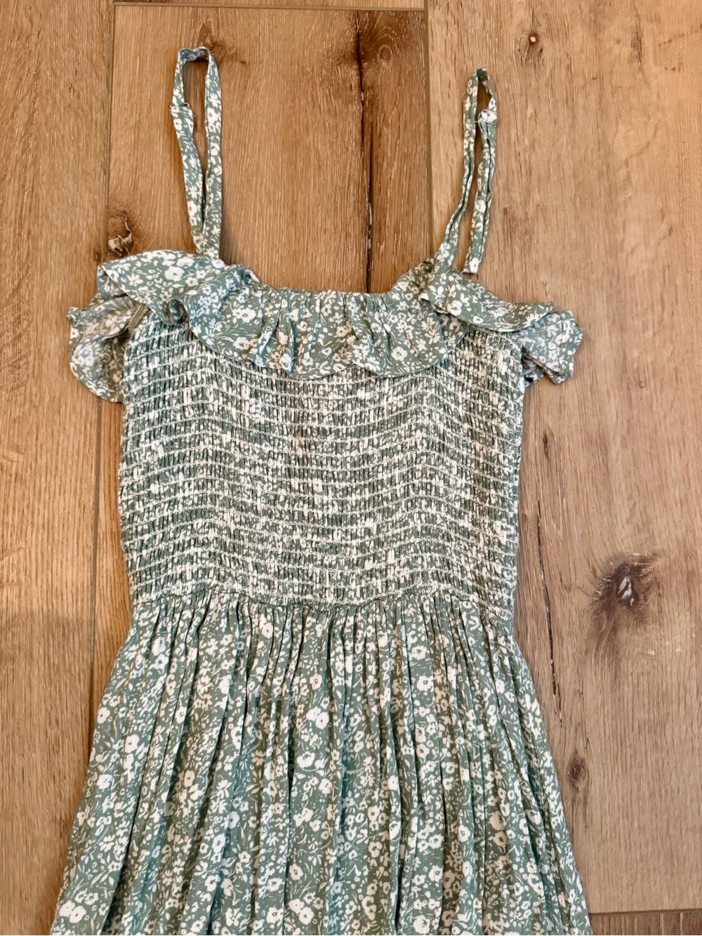 Altar’d State Sage Green Floral Smocked Maxi Dress XS Cottagecore Boho - Picture 4 of 5